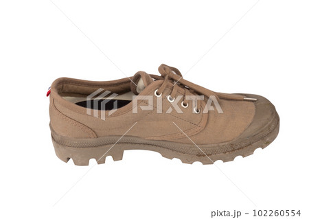 canvas shoes color brown isolated on white background canvas shoes color brown isolated on white background 102260554