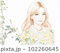花の中で微笑む少女 102260645