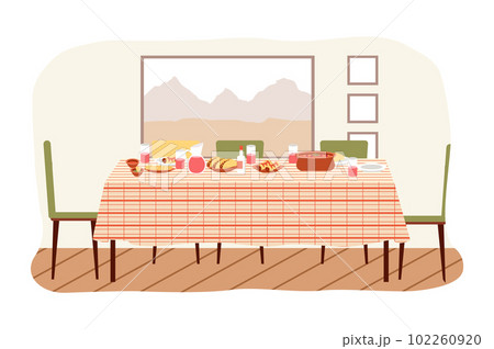 The dining room design flat vector...のイラスト素材 [102260920] - PIXTA