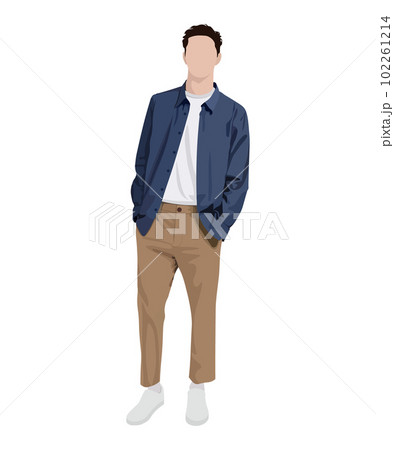 Stylish man in fashionable clothes on a white background. Vector illustration in flat style 102261214
