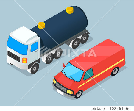Truck with tank for transportation fluid cargo, oil or gas. Special gas service machine vector 102261360