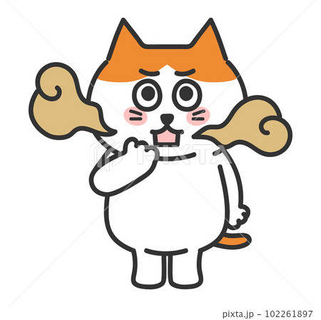 口臭を気にする茶白猫　擬人化　イラスト 102261897