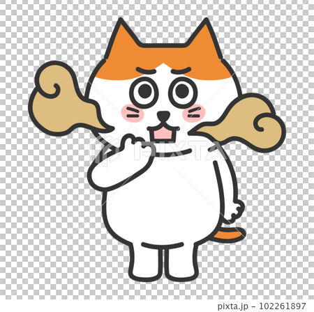 口臭を気にする茶白猫　擬人化　イラスト 102261897