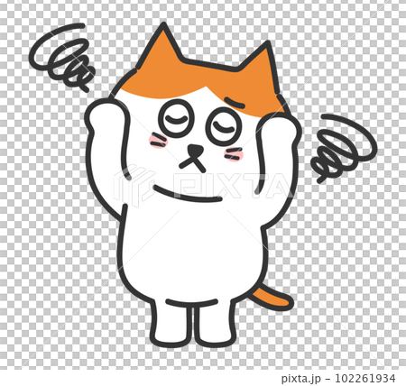 Poor brown white cat anthropomorphic illustration 102261934