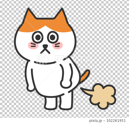 Farting brown white cat personified illustration 102261951