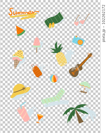 tropical summer travel icon set 102262172