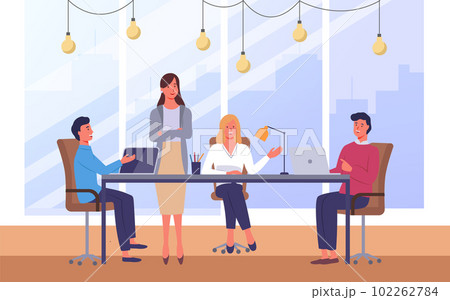 People are working in the office together. Colleagues at meeting communicate and discuss business People are working in the office together. Colleagues at meeting communicate and discuss business 102262784