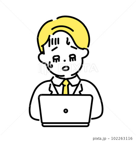 かわいい人物のイラストシリーズ _ 男性のオフィスワーカー _ 疲れた　 102263116