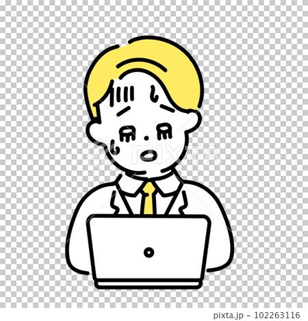 かわいい人物のイラストシリーズ _ 男性のオフィスワーカー _ 疲れた　 102263116