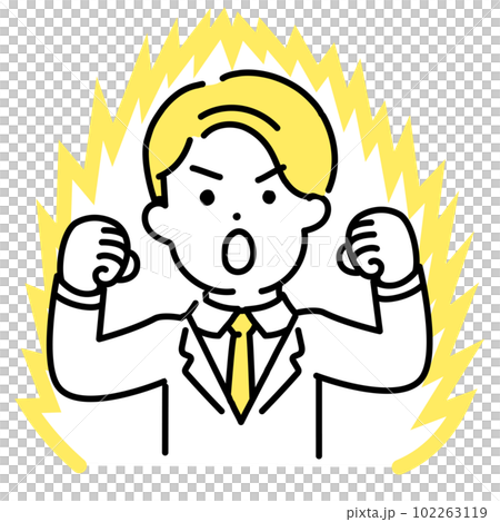 かわいい人物のイラストシリーズ _ 男性のオフィスワーカー _ やる気　 102263119