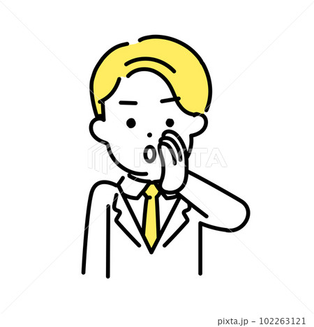 かわいい人物のイラストシリーズ _ 男性のオフィスワーカー _ 内緒話　 102263121
