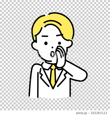 かわいい人物のイラストシリーズ _ 男性のオフィスワーカー _ 内緒話　 102263121