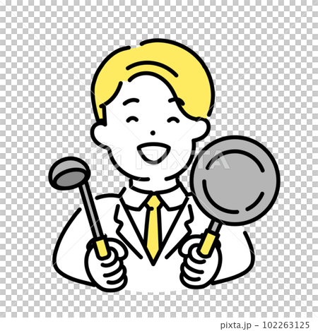 かわいい人物のイラストシリーズ _ 男性のオフィスワーカー _ 料理　 102263125