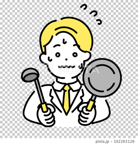かわいい人物のイラストシリーズ _ 男性のオフィスワーカー _ 料理　 102263126