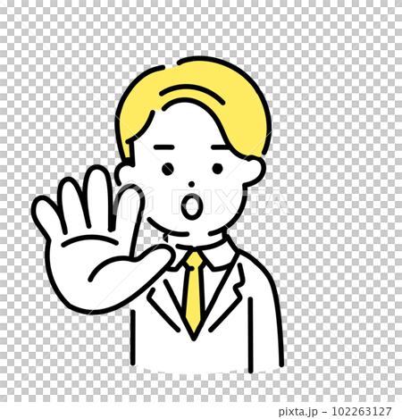 かわいい人物のイラストシリーズ _ 男性のオフィスワーカー _ ストップ　 102263127