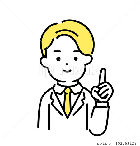 かわいい人物のイラストシリーズ _ 男性のオフィスワーカー _ 指差し　 102263128
