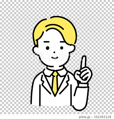 かわいい人物のイラストシリーズ _ 男性のオフィスワーカー _ 指差し　 102263128