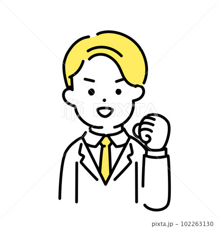 かわいい人物のイラストシリーズ _ 男性のオフィスワーカー _ ガッツポーズ　 102263130