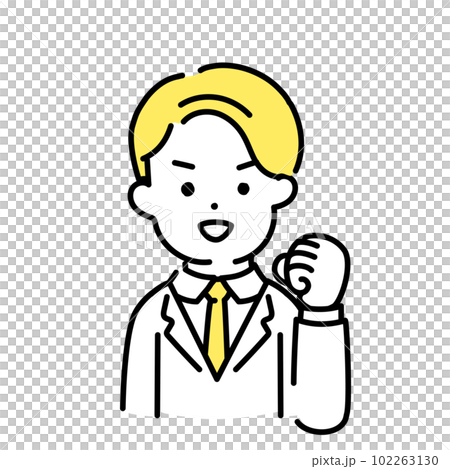 かわいい人物のイラストシリーズ _ 男性のオフィスワーカー _ ガッツポーズ　 102263130