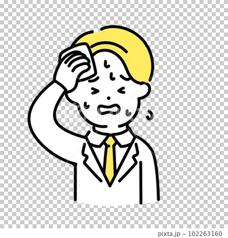 かわいい人物のイラストシリーズ _ 男性のオフィスワーカー _ 暑い かわいい人物のイラストシリーズ _ 男性のオフィスワーカー _ 暑い 102263160