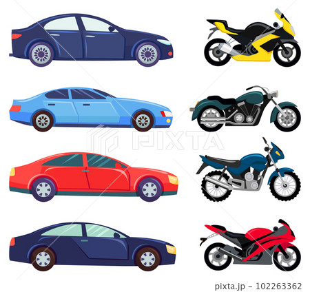 Sports Cars and Motorbikes Set, Vehicles Transport Sports Cars and Motorbikes Set, Vehicles Transport 102263362