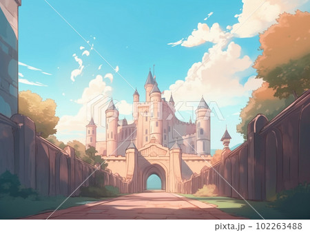 Anime Castle Background Landscape Illustration Stock Illustration  2073682727 | Shutterstock