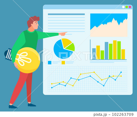 Man Standing near Statistics Chart and Looking UP 102263709