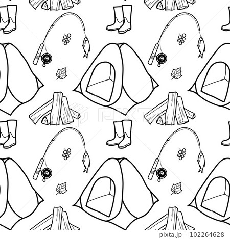 Seamless pattern contour drawings of hiking, camping Seamless pattern contour drawings of hiking, camping 102264628