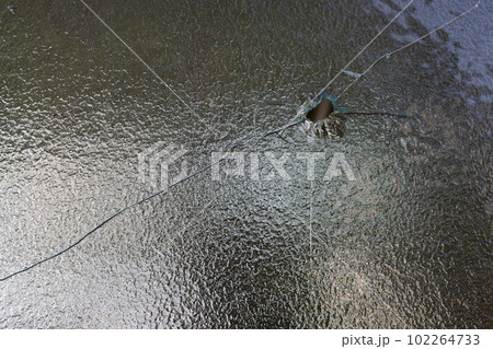 窓ガラス 背景 穴の空いたガラス イメージ 窓 すりガラス 102264733