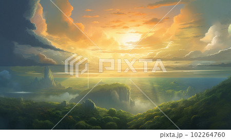 光芒-雲の切れ目から差し込む光 光芒-雲の切れ目から差し込む光 102264760