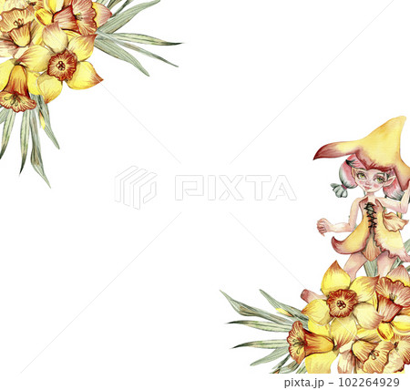 Summer flowers corner,watercolor illustration for cards,backgrounds. Watercolor illustration for scrapbooking.Cartoon hand drawn background with flower for kids design. Perfect for wedding invitation. Summer flowers corner,watercolor illustration for cards,backgrounds. Watercolor illustration for scrapbooking.Cartoon hand drawn background with flower for kids design. Perfect for wedding invitation. 102264929