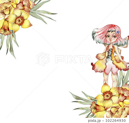 Summer flowers corner,watercolor illustration for cards,backgrounds. Watercolor illustration for scrapbooking.Cartoon hand drawn background with flower for kids design. Perfect for wedding invitation. Summer flowers corner,watercolor illustration for cards,backgrounds. Watercolor illustration for scrapbooking.Cartoon hand drawn background with flower for kids design. Perfect for wedding invitation. 102264930