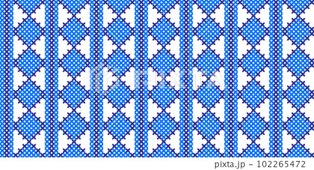 Ukrainian blue modern cross stitch pattern. Ukrainian folk, ethnic pattern for cloth, fabric, textile design 102265472