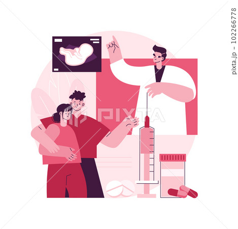 Infertility treatment abstract concept vector illustration. Infertility testing and evaluation, family planning, fertility clinic, reproductive dysfunction treatment, therapy abstract metaphor. 102266778
