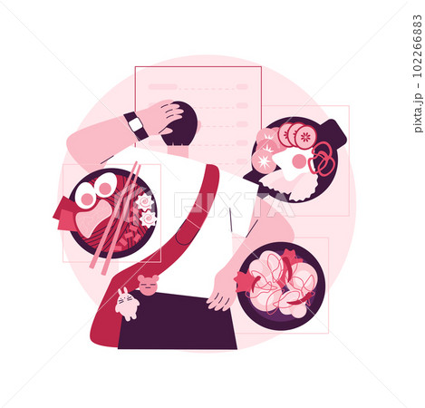 Korean cuisine abstract concept vector illustration. Oriental cuisine restaurant menu, korean food delivery, gourmet market, asian spice, meal takeout, traditional eating abstract metaphor. Korean cuisine abstract concept vector illustration. Oriental cuisine restaurant menu, korean food delivery, gourmet market, asian spice, meal takeout, traditional eating abstract metaphor. 102266883