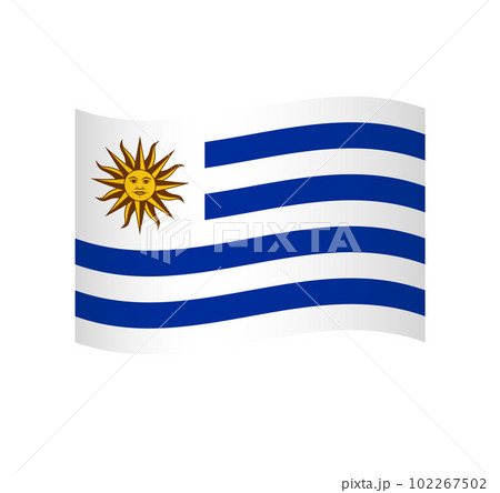Uruguay flag - simple wavy vector icon with shading. 102267502