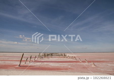 Historical remains of old salt exploitation, Salinas Grande, La Pampa, Argentina. 102268021