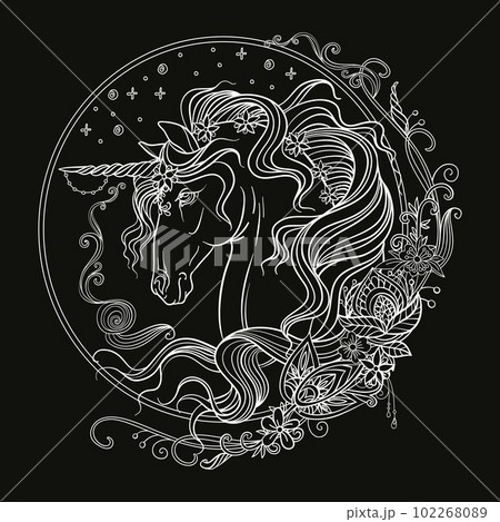 Vector coloring magic unicorn white vector illustration 7 102268089