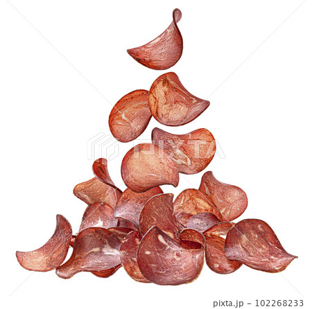 Meat chips isolated on white background with clipping path 102268233