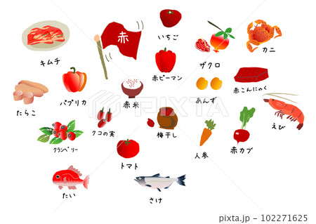 赤い食べ物のイラストセット　2 102271625