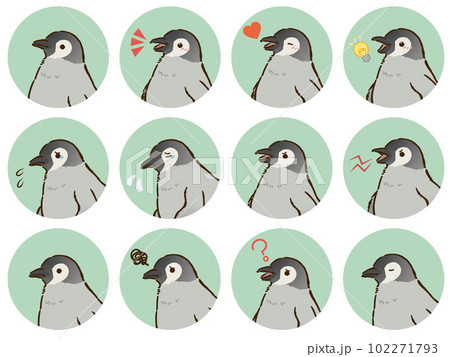 コウテイペンギンのヒナの表情アイコンセット 102271793