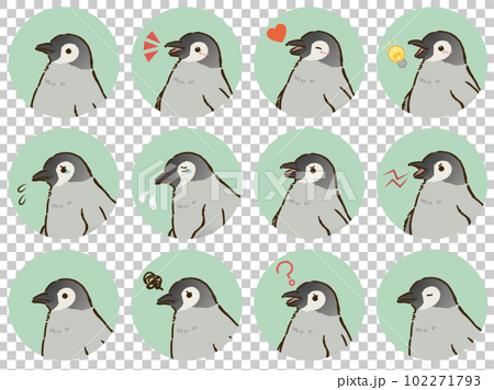 コウテイペンギンのヒナの表情アイコンセット 102271793