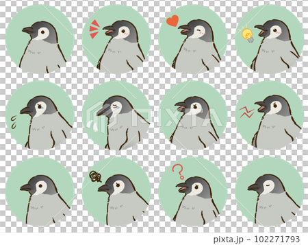 コウテイペンギンのヒナの表情アイコンセット 102271793
