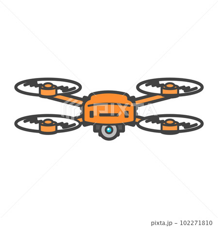小型空撮ドローン・目視しやすい色の機体で現場作業・前方からのイラスト 102271810
