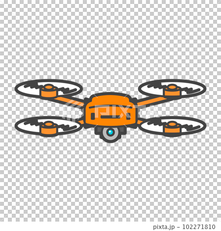小型空撮ドローン・目視しやすい色の機体で現場作業・前方からのイラスト 102271810