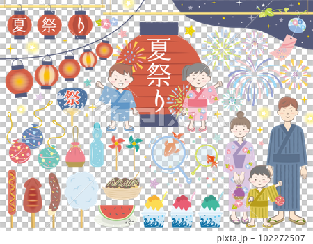 Summer festival cute illustration set family 102272507