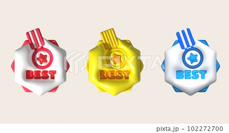 illustration 3D gold medal winner. Winner prize, sport award, success concept. 102272700