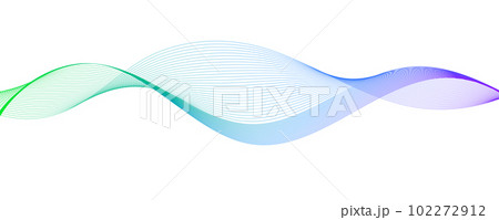 Smooth flowing wave lines. Abstract curved wavy stripes. Light green blue purple gradient design element for presentation, flyer, poster, website, banner, brochure. Vector illustration Smooth flowing wave lines. Abstract curved wavy stripes. Light green blue purple gradient design element for presentation, flyer, poster, website, banner, brochure. Vector illustration 102272912