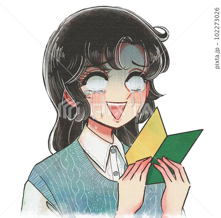 パニックをおこす初心者ドライバーの少女まんがイラスト パニックをおこす初心者ドライバーの少女まんがイラスト 102273026