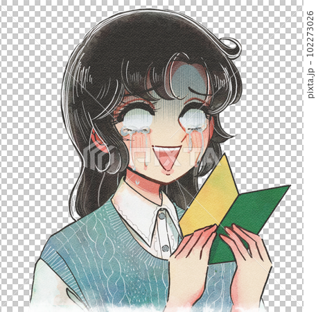 パニックをおこす初心者ドライバーの少女まんがイラスト パニックをおこす初心者ドライバーの少女まんがイラスト 102273026